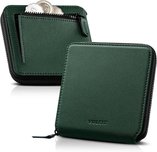 Vista 10 de VULKIT Cartera minimalista con bolsillo para monedas, cartera con bloqueo Azul marino