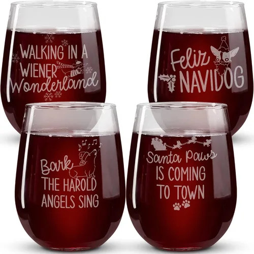 Vista 9 de Copas de vino de Navidad – Vaso de supervivencia navideño, está empezando a costar mucho como copas de vino sin tallo de Navidad, juego de 2 copas