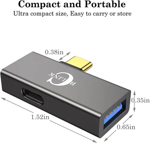 Vista 6 de BCLINK Adaptador USB C a USB 3.1 2 en 1 con puerto de carga de 100 W, convertidor Thunderbolt 4/3 OTG para Meta Quest 2, iPhone 15, MacBook, iMac