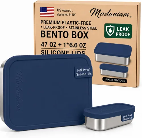 Vista 14 de Lonchera de acero inoxidable a prueba de fugas de 27 onzas, contenedores de almuerzo de acero inoxidable, caja Bento, recipientes de metal para Negro