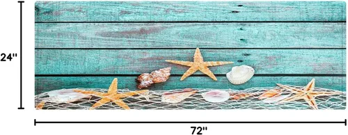 Vista 2 de Alfombra de franela de 2 x 6 pies, alfombra de baño antideslizante para cocina y baño (estrella de mar roja)