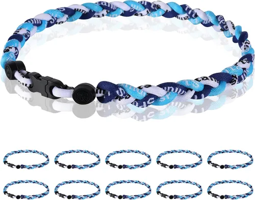 Vista 17 de Paquete de 12 Collares de Béisbol de 18 Pulgadas, Regalo de Equipo para Fanáticos de Béisbol, Diseño de Cuerda Tornado de Titanio Triple Trenzado