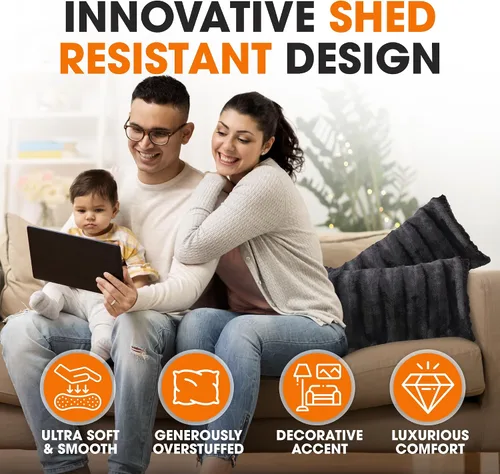 Vista 6 de Cheer Collection Almohadas Decorativas de Piel Sintética - Almohadas Decorativas para Sofá, Almohadas Decorativas para Cama, Almohadas de Acento