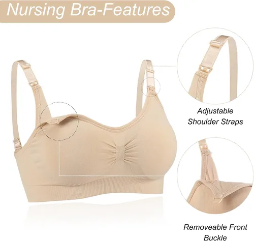 Vista 3 de 3 Pack Full Cup Maternity Bras, Seamless Nursing Bras for Breastfeeding with Extra Bra Extenders Nursing Bralette