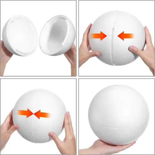Vista 3 de Holibanna Bolas de espuma blanca, 2 bolas de poliestireno para manualidades, bolas de espuma de poliestireno para decoración del hogar, proyectos