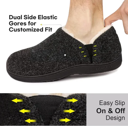 Vista 4 de LongBay - Pantuflas cómodas de espuma viscoelástica para hombre, zapatos cómodos de casa