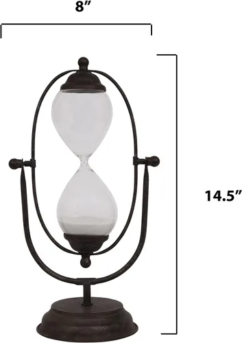 Vista 14 de Reloj de arena decorativo de 30 minutos de metal y vidrio
