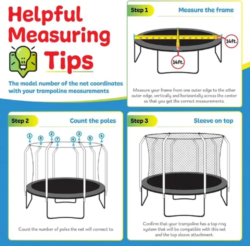 Vista 3 de Upper Bounce Machrus - Red de repuesto para cama elástica de 7.5FT 8FT 9FT 10FT 12FT 13FT 14FT 15FT 16FT - Red de seguridad para postes rectos/arcos