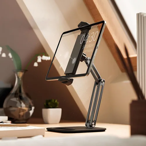Vista 3 de Soporte ajustable para tablet de 360° para escritorio, soporte de brazo de tableta de aleación de aluminio compatible con iPad Pro/Air/Mini, Kindle
