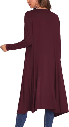 Vista 2 de Bluetime Women Long Open Front Maxi Cardigan Lightweight Duster Long Sleeve Cardigan (S-4XL)