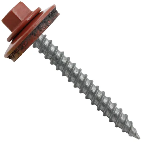 Vista 43 de 12 tornillos para techos de metal gris ABC de 1-1/2 pulgadas, cabezal de arandela hexagonal, arranque automático/roscado, arandela EPDM. 1 bolsa