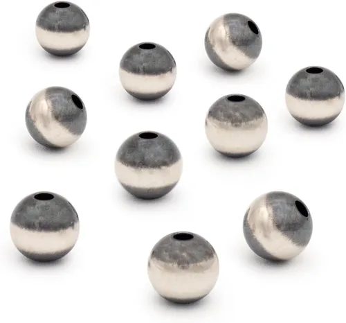 Vista 5 de JewelrySupply Cuentas redondas de plata de ley Navajo Pearl de 0.157 in (paquete de 10 cuentas)