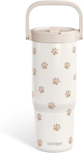 Vista 12 de SANDJEST Besties - Vaso de acero inoxidable con tapa para pajita de 30 onzas con asa de transporte para mujeres, niñas, mejores amigas, taza de café