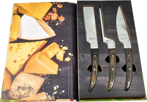 Vista 3 de Legnoart Caseus - Juego de cuchillos de queso de 3 piezas con mango de madera oscura