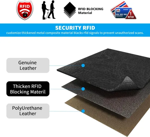 Vista 3 de FT FUNTOR Cartera pequeña para mujer, de piel auténtica, plegable, compacta, con bloqueo RFID, bolsillo con cremallera, ranuras para tarjetas
