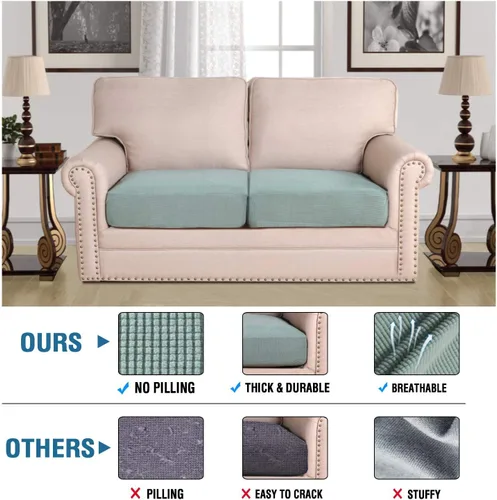 Vista 488 de H.VERSAILTEX Fundas de Cojín de Asiento Individuales Super Elásticas Fundas de Sofá Fundas de Cojín de Sofá Fundas Deslizables Juegos Tela de Sarga