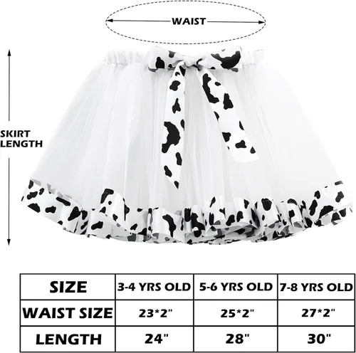 Vista 2 de Pikpops 7Pcs Girls Dalmatian Costume Set with Tutu Skirt, 100th Day of School Costume 101 Dalmatian Dog Dress Up Outfits Kids