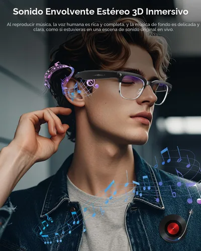 Vista 7 de Lentes AI con cámara, 4K con audio, Bluetooth AI con GPT de chat para hombres, más de 160 idiomas, grabación de video de 8 MP, lentes inteligentes