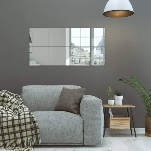 Vista 8 de Adhesivos de pared de espejo, 9 piezas extraíbles de espejo, calcomanías autoadhesivas para decoración del hogar, sala de estar, dormitorio