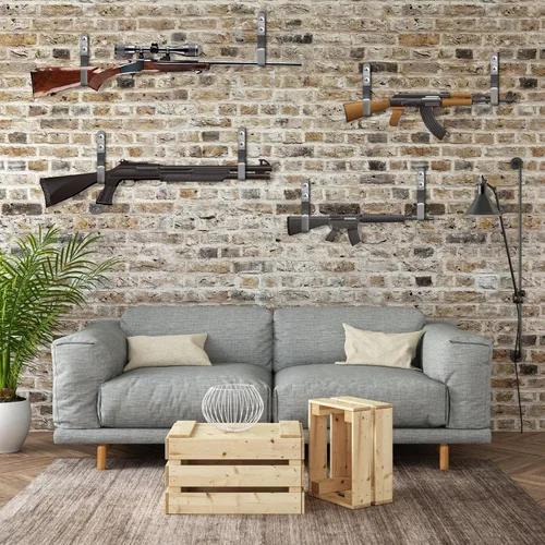 Vista 7 de Ganchos seguros para pistola para pared, estante de acero resistente para rifle y escopeta con acolchado suave para un almacenamiento y exhibición