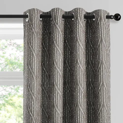 Vista 9 de Cortinas opacas de jacquard blanco y arena cálida, 52 pulgadas de ancho y 96 pulgadas de largo, 2 paneles, aislamiento térmico, reducción de ruido