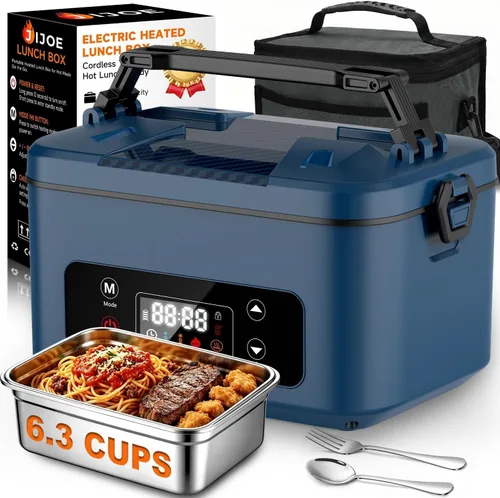 Vista 9 de Cordless Electric Heated Lunch Box, 25000mAh Auto Heating Timer Negro