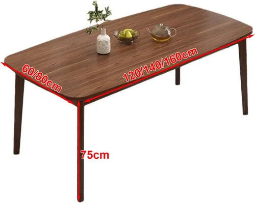 Vista 2 de Mesa de comedor rectangular de madera maciza, mesa de cocina rústica con almohadillas antideslizantes para los pies, estructura estable, adecuada