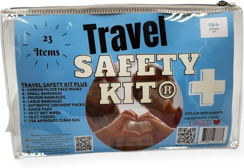 Vista 5 de Plus - Combo integral de primeros auxilios y artículos esenciales de viaje con bolsa aprobada por la TSA