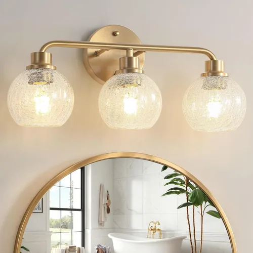 Vista 14 de Lámpara de tocador cromada para baño, 3 luces plateadas Cromado