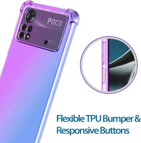 Vista 3 de Funda para Poco M4 Pro 4G, MZB0B5VIN Case, Crystal Clear Case Gradient Slim Anti Scratch TPU a prueba de golpes Funda protectora para XiaomiPoco M4