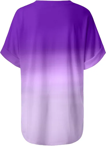 Vista 7 de Camiseta de manga corta con cuello en V para mujer, blusa holgada y holgada con estampado floral