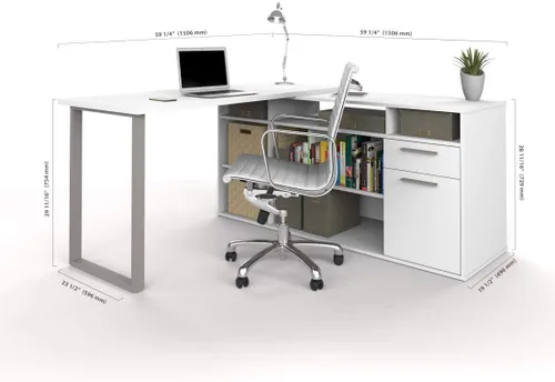 Vista 7 de Bestar Solay - Escritorio en forma de L, 60 W, color blanco