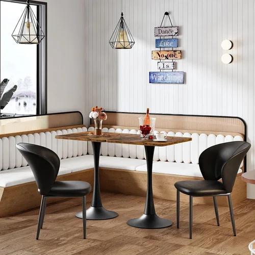 Vista 5 de HOOBRO Mesa de comedor, mesa de comedor cuadrada para 2, mesa de comedor de 27.6 pulgadas para espacios pequeños, mesa de cocina de tulipán, base