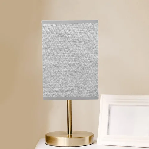 Vista 5 de Pantalla cuadrada de tela para lámpara, soporte de lámpara de lino natural, repuesto para lámpara de mesa y luz de pie (gris claro)