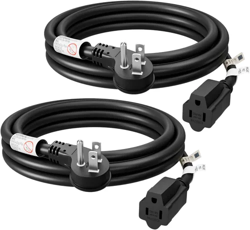 Vista 11 de FIRMERST 1875W 6 pies 15A Cable de extensión de enchufe plano de perfil bajo 14 AWG negro, listado UL