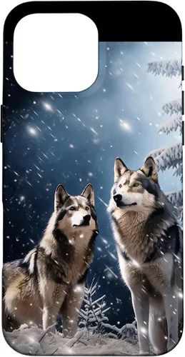 Vista 19 de Wolves Christmas Wolf Snowy Winter Forest Snowflakes Case para iPhone 16