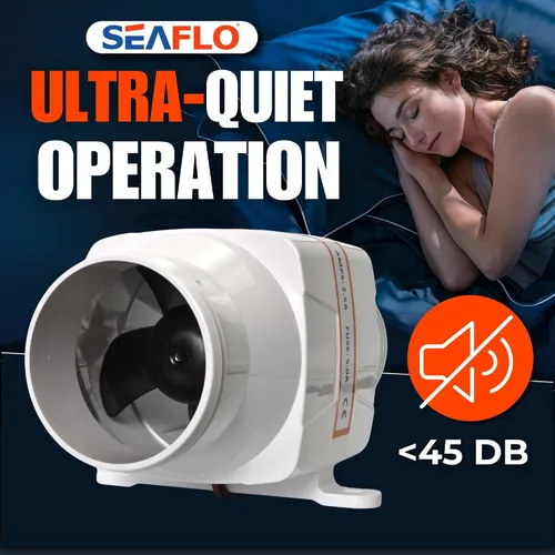 Vista 4 de SEAFLO in-Line Marine Bilge Air Blowers- 12V, 3 or 4", 130-270 CFM Ultra-Quiet Operation 4 or 3 Inch for Yacht/Sailboat/Boat- ISO 8846, CE & RoHs