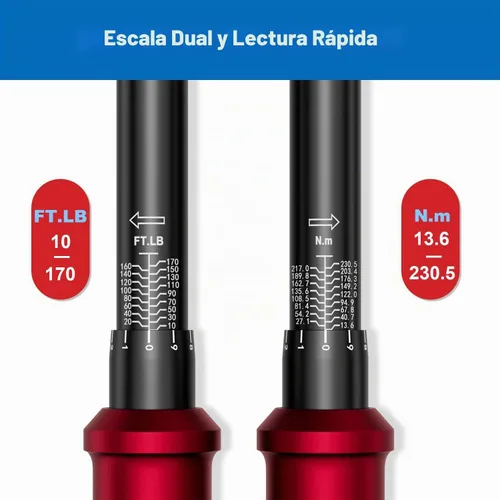 Vista 5 de SUERCUP - Llave dinamométrica de clic de 100 dientes de próxima generación, 1/2 pulgada, 10-170 pies 13.6-230.5 N.m, ±3% Accuracy, 3.6° Arc Swing