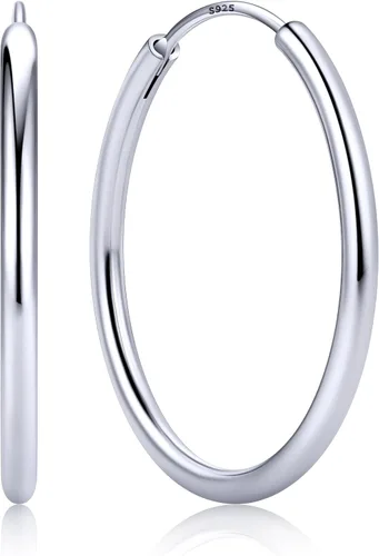 Vista 27 de ChicSilver Aretes de aro de plata de ley para mujer, aros de plata de ley 14k dorado