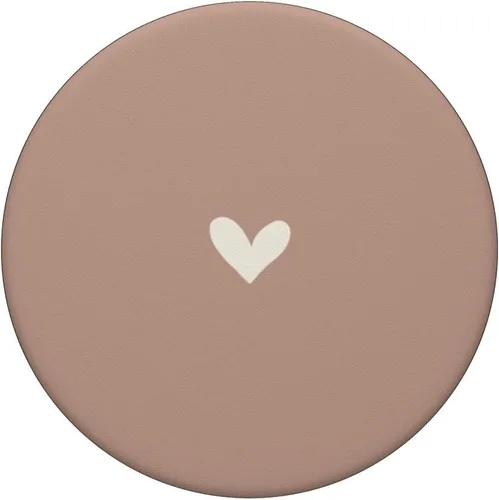 Vista 3 de Beige Sand Tan - Elegante Corazón Dibujado a Mano Simple Lindo PopSockets Estándar PopGrip
