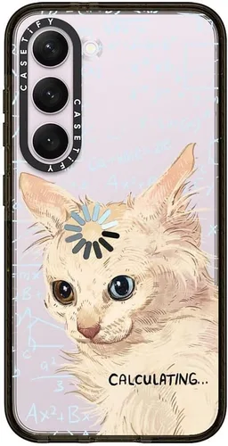 Vista 188 de CASETiFY Funda de impacto para Galaxy S22+ - Adhesivo Aries Moross, color negro transparente