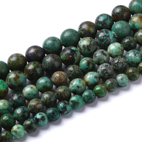 Vista 2 de 4mm 90 piezas Cuentas de piedra natural de turquesa africana para hacer joyería Cuentas sueltas de gemas redondas para pulseras, collares, aretes