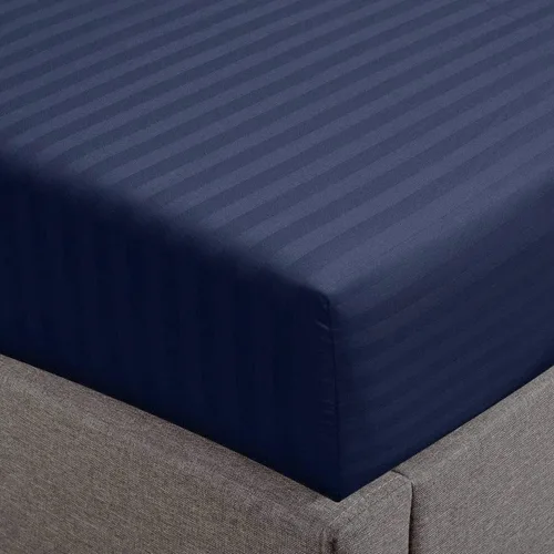 Vista 31 de Feather & Stitch - Sábana bajera ajustable de 100 % algodón, tejido satén de damasco, transpirable a rayas, sábana elástica para colchón de 18