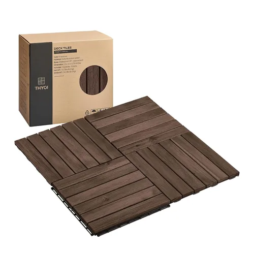 Vista 35 de Azulejos de cubierta premium, 10 piezas de suelo de patio - teca