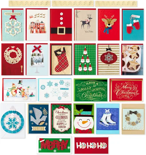 Vista 7 de Hallmark Surtido de tarjetas de Navidad hechas a mano en caja y surtido de tarjetas de Navidad hechas a mano