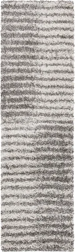 Vista 2 de SAFAVIEH Hudson Shag Collection - Alfombra para pasillo, 2 pies 3 pulgadas x 8 pies, color gris y marfil, diseño abstracto moderno, no desprende