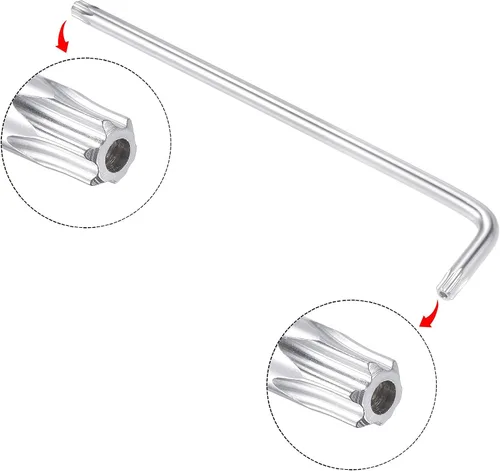 Vista 4 de uxcell T40 Anti manipulación Torx Star Key Bit Llave, forma de L 7 pulgadas brazo largo, acero CR-V