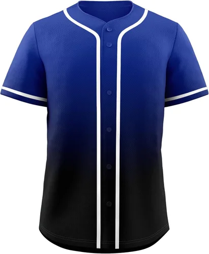 Vista 11 de KXK Camiseta de béisbol en blanco para hombre, camisas casuales con botones, manga corta, uniforme deportivo de equipo activo