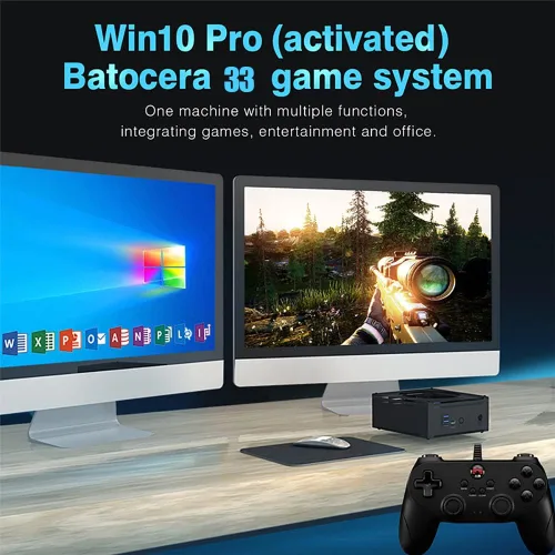 Vista 2 de Kinhank Super Console X PC Box Retro Video Game Console Built-in 120000 Games Win 10 Batocera 33 in 1 4K Dual Screen Output Compatible with
