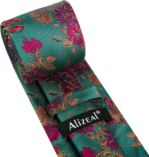 Vista 135 de Alizeal Mens 3.15inches Leaf Flower Pattern Tie with Floral Pocket Square Set